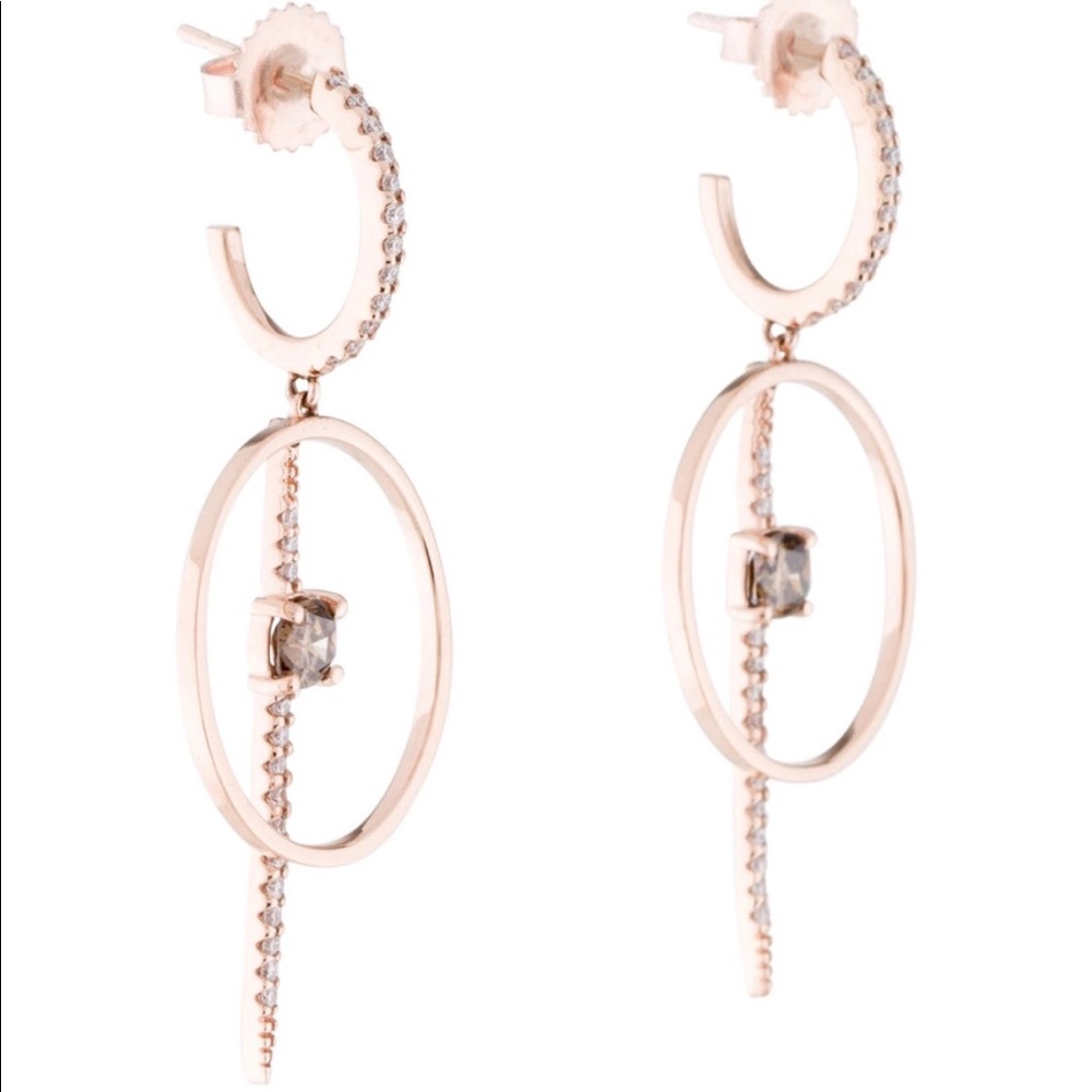 Effy 14K Rose Gold & Brown Diamond Spike Earrings - Picture 2 of 8